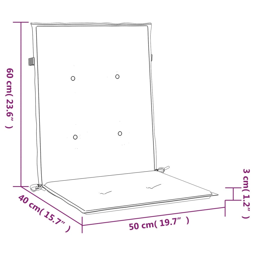 Coussins de chaise de jardin à dossier bas lot de 6 taupe