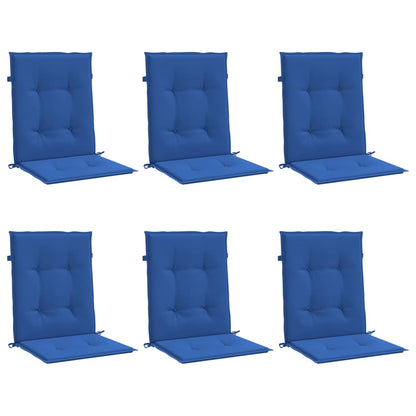 Coussins de chaise de jardin à dossier bas lot de 6 bleu royal