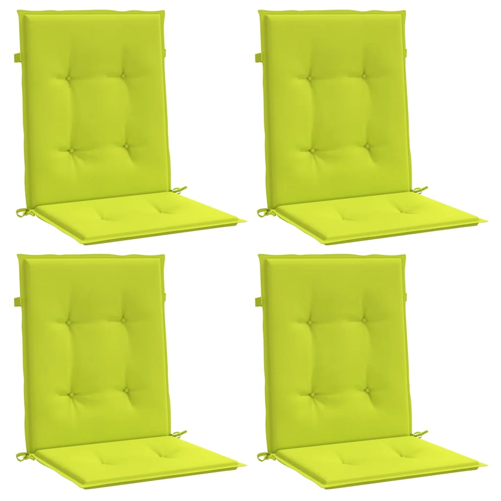 Coussins de chaise de jardin à dossier bas lot de 4 vert vif