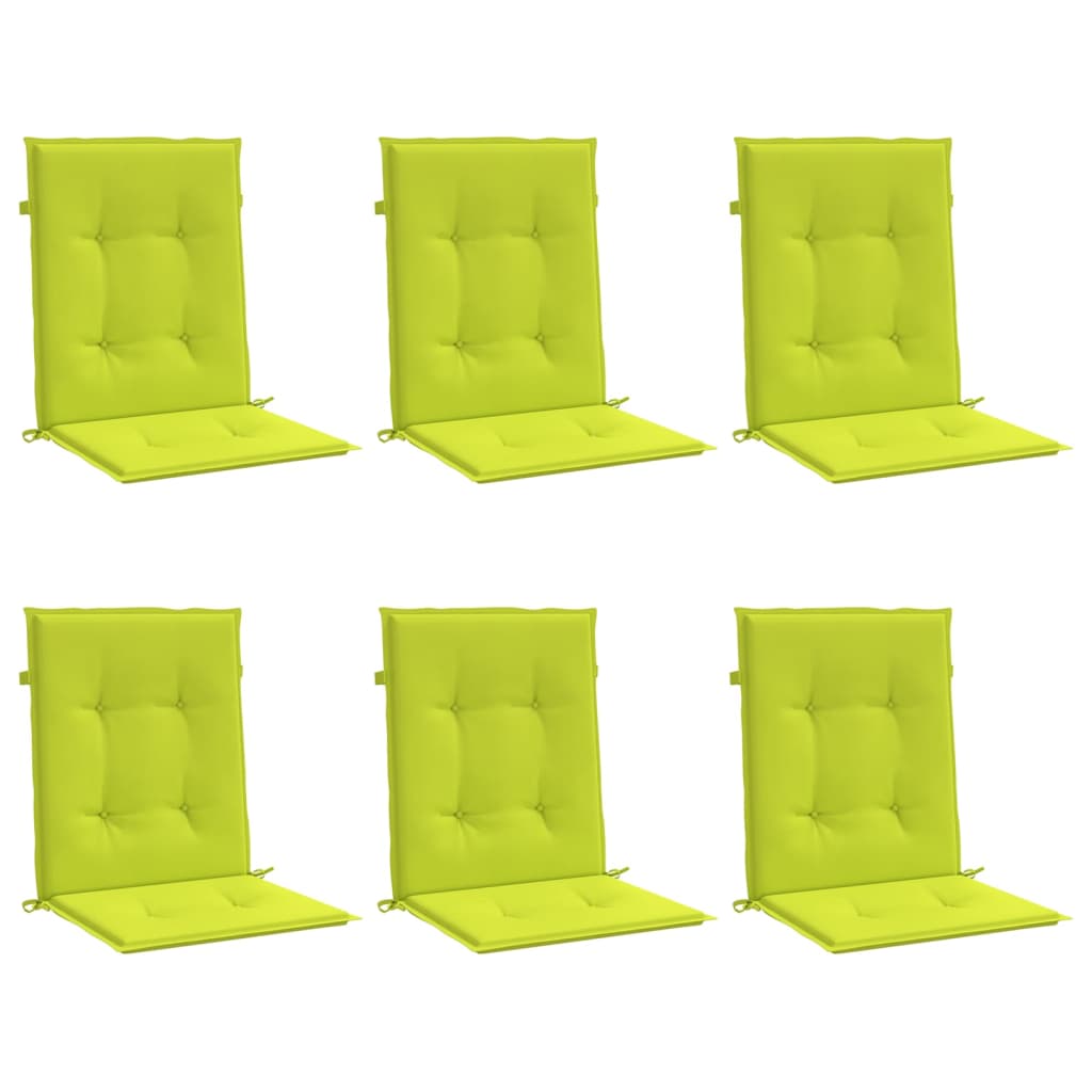 Coussins de chaise de jardin à dossier bas lot de 6 vert vif