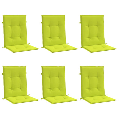 Coussins de chaise de jardin à dossier bas lot de 6 vert vif