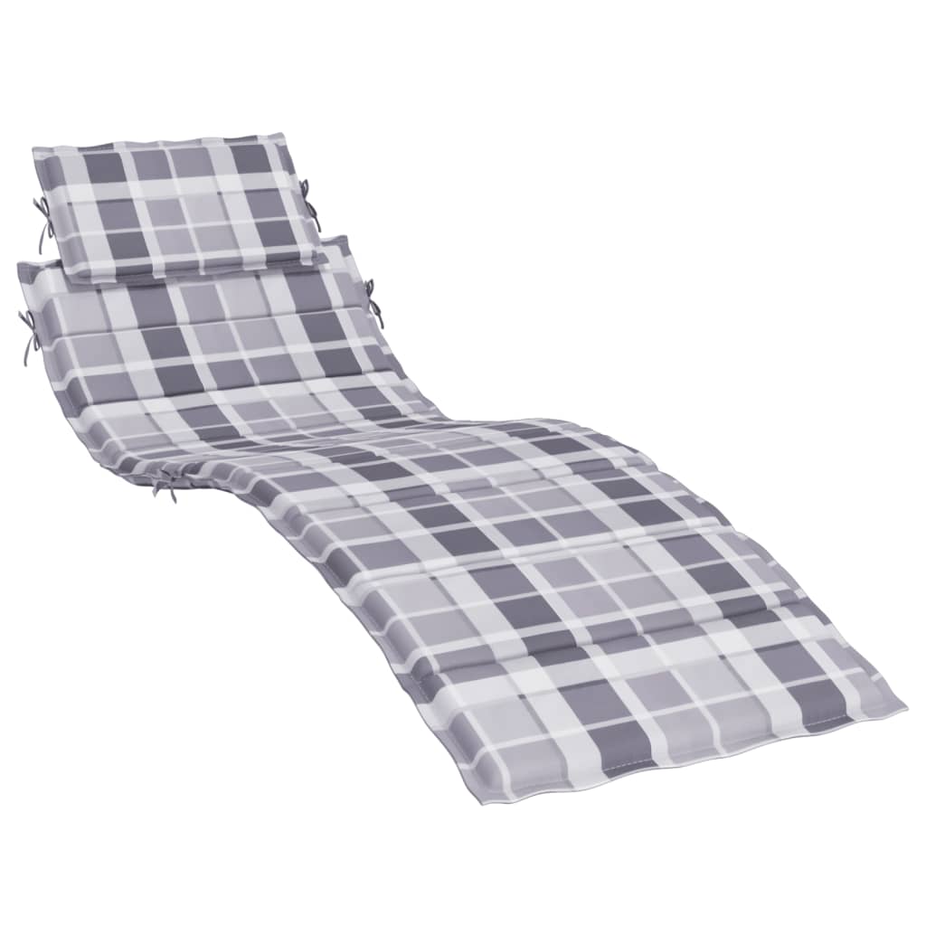 Coussin de chaise longue à carreaux gris 186x58x3 cm