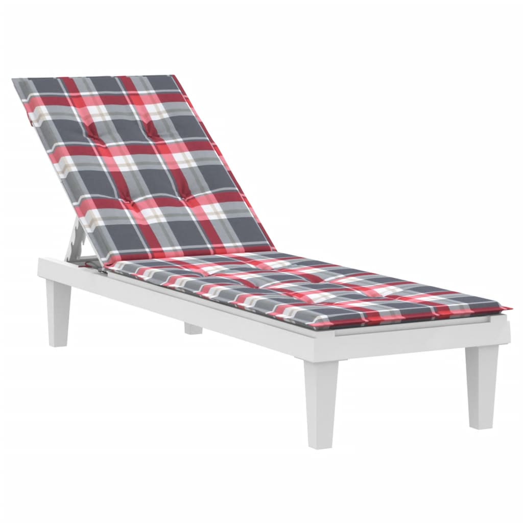 Coussin de chaise de terrasse carreaux rouge (75+105)x50x4 cm