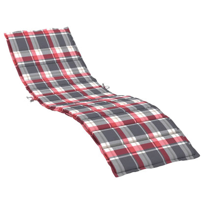 Coussin de chaise longue à carreaux rouge 200x50x3 cm