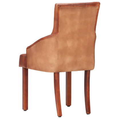 Chaises à manger lot de 6 marron cuir de chèvre véritable