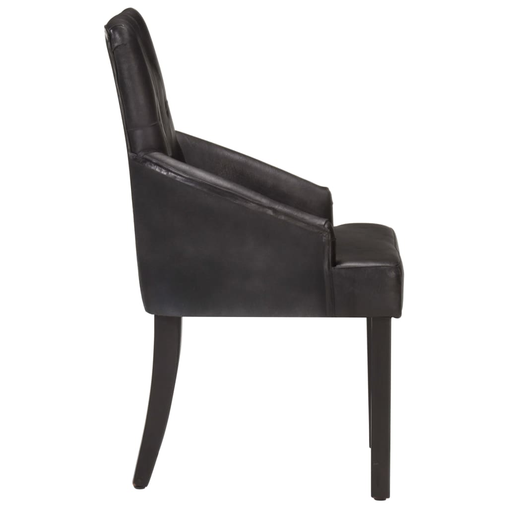 Chaises à manger lot de 4 noir cuir de chèvre véritable