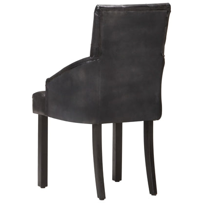 Chaises à manger lot de 4 noir cuir de chèvre véritable