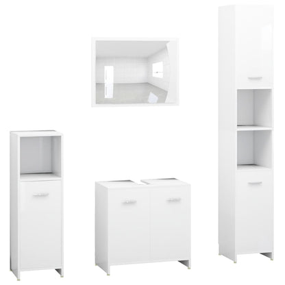 Ensemble de meubles salle de bain 4 pcs blanc bois d’ingénierie