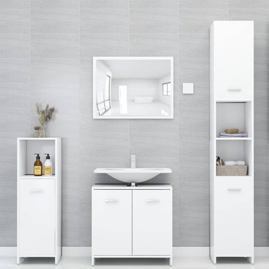 Ensemble de meubles salle de bain 4 pcs blanc bois d’ingénierie