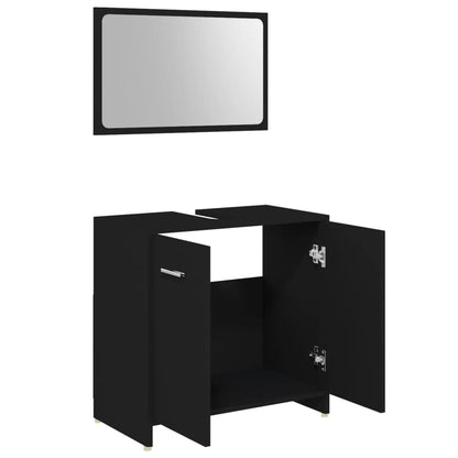 Ensemble de meubles de salle de bain 4 pcs Noir Bois ingénierie