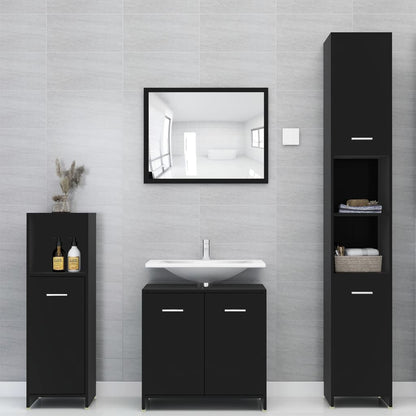 Ensemble de meubles de salle de bain 4 pcs Noir Bois ingénierie