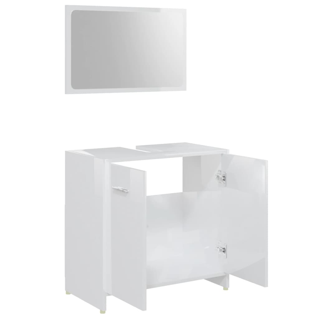 Ensemble de meubles de bain 4pcs Blanc brillant Bois ingénierie