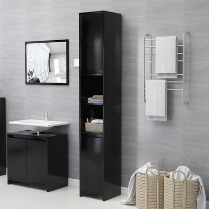 Ensemble de meubles de salle de bain 4 pcs Noir Aggloméré