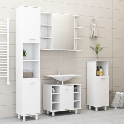 Ensemble de meubles de salle de bain 4pcs Blanc Bois ingénierie