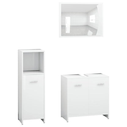 Ensemble de meubles de salle de bain 3pcs Blanc Bois ingénierie