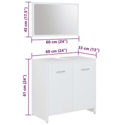 Ensemble de meubles de salle de bain 3pcs Blanc Bois ingénierie