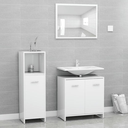 Ensemble de meubles de salle de bain 3pcs Blanc Bois ingénierie