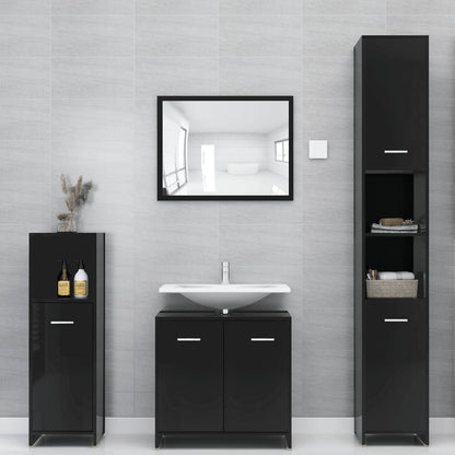 Ensemble de meubles de salle de bain 3 pcs Noir Bois ingénierie