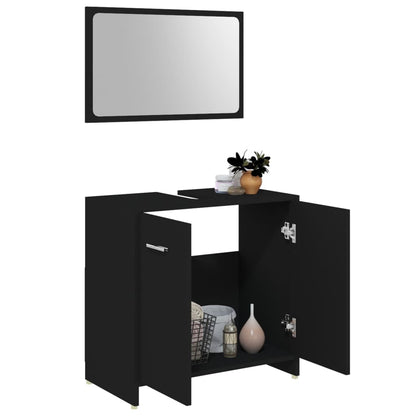 Ensemble de meubles de salle de bain 3 pcs Noir Bois ingénierie