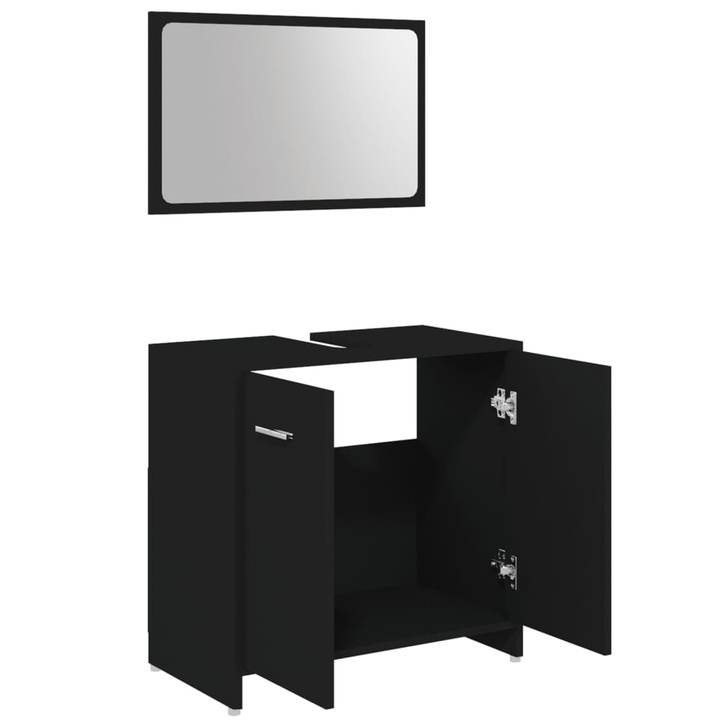 Ensemble de meubles de salle de bain 3 pcs Noir Bois ingénierie