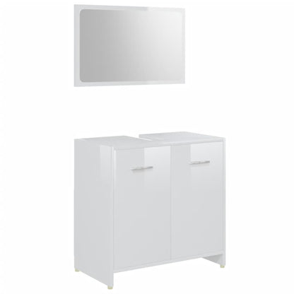 Ensemble de meubles de bain 3pcs Blanc brillant Bois ingénierie