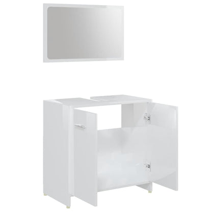 Ensemble de meubles de bain 3pcs Blanc brillant Bois ingénierie