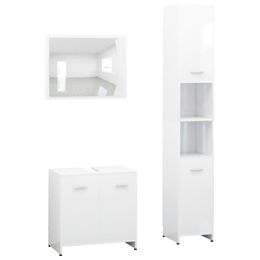 Ensemble de meubles de bain 3 pcs Blanc Bois d'ingénierie