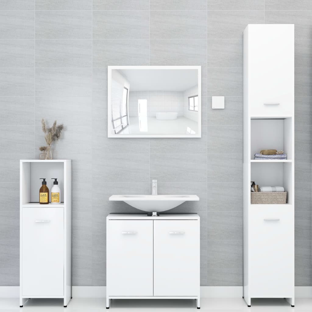 Ensemble de meubles de bain 3 pcs Blanc Bois d'ingénierie