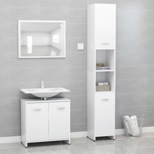 Ensemble de meubles de bain 3 pcs Blanc Bois d'ingénierie