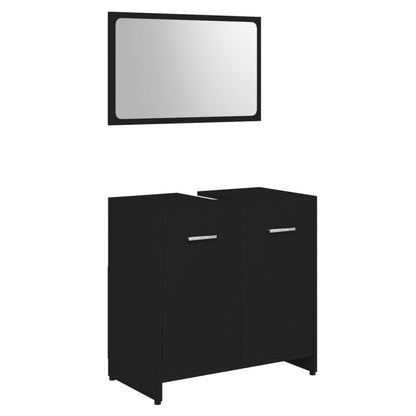 Ensemble de meubles de salle de bain 3 pcs Noir Bois ingénierie