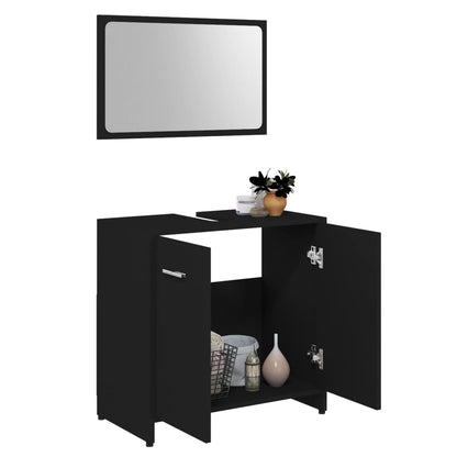 Ensemble de meubles de salle de bain 3 pcs Noir Bois ingénierie