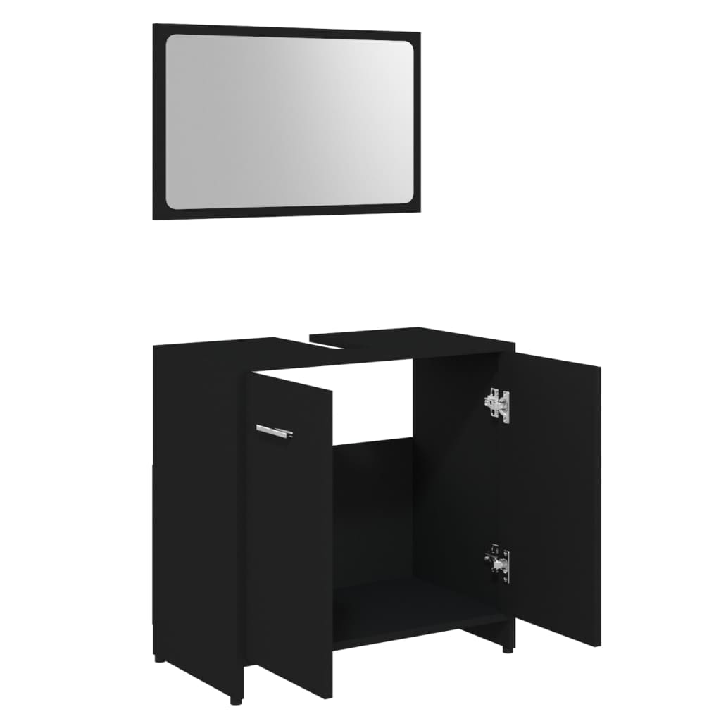 Ensemble de meubles de salle de bain 3 pcs Noir Bois ingénierie