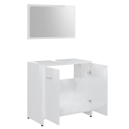 Ensemble de meubles de bain 3pcs Blanc brillant Bois ingénierie