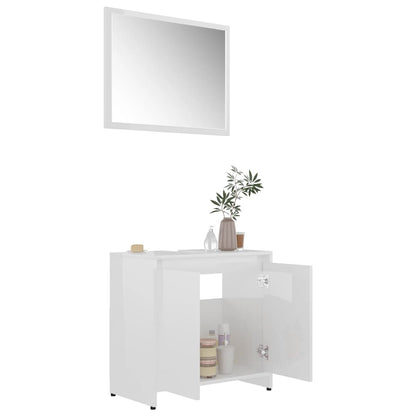 Ensemble de meubles de bain 3pcs Blanc brillant Bois ingénierie