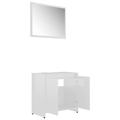 Ensemble de meubles de bain 3pcs Blanc brillant Bois ingénierie