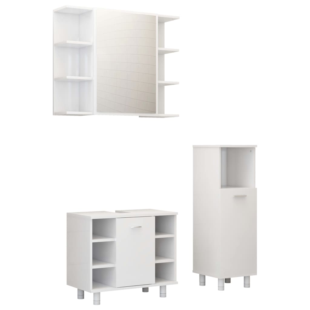 Ensemble de meubles de bain 3 pcs Blanc Bois d'ingénierie