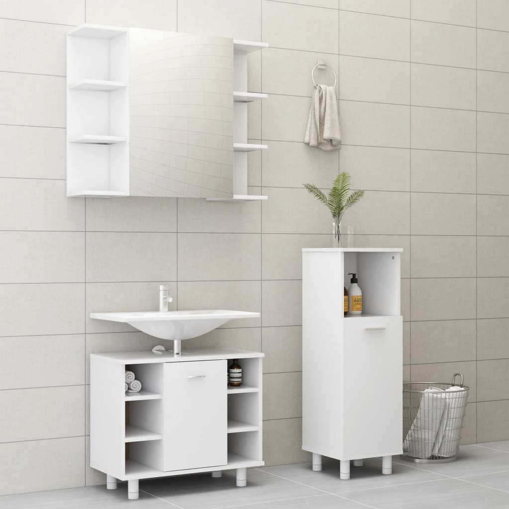 Ensemble de meubles de bain 3 pcs Blanc Bois d'ingénierie