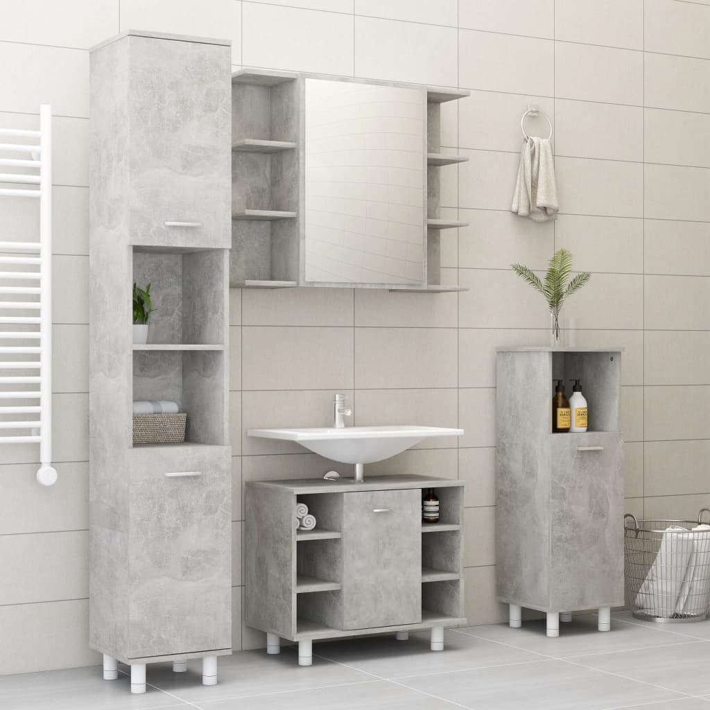 Ensemble de meubles de bain 3 pcs Gris béton Aggloméré