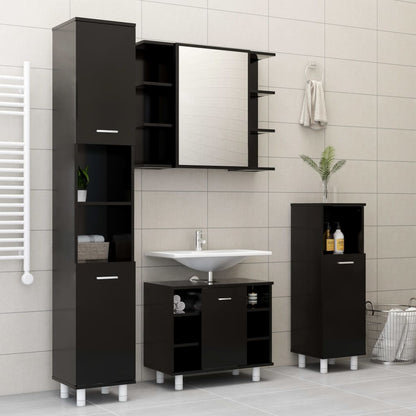 Ensemble de meubles de salle de bain 3 pcs Noir Bois ingénierie