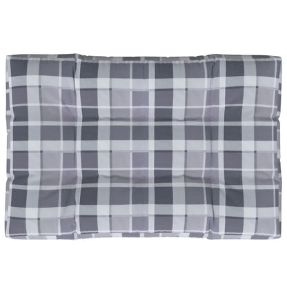 Coussin de palette motif à carreaux gris 120x80x12 cm tissu