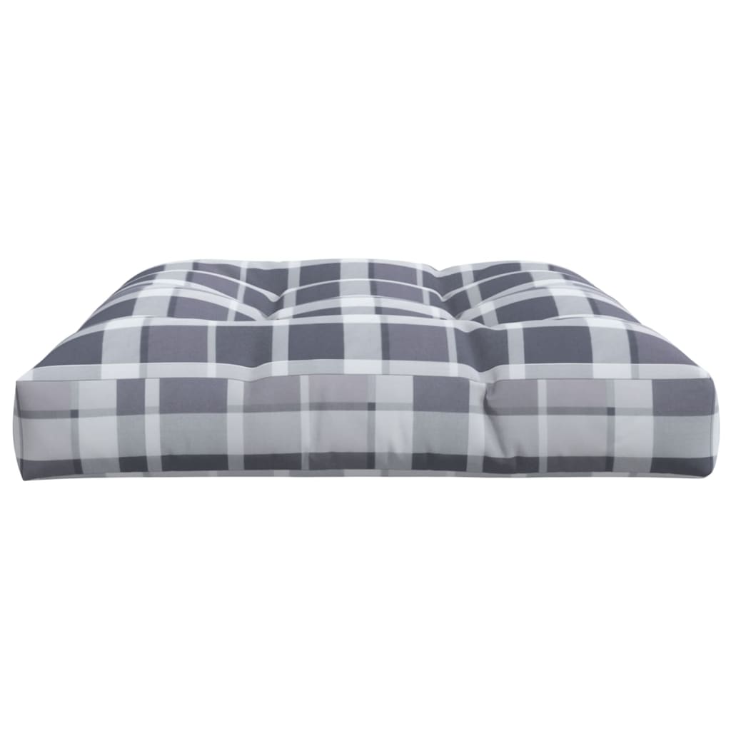 Coussin de palette motif à carreaux gris 120x80x12 cm tissu