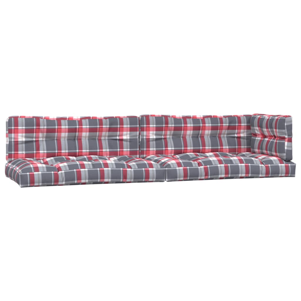 Coussins de palette lot de 5 motif à carreaux rouge tissu