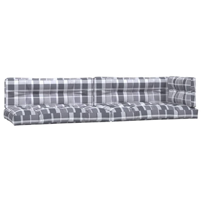 Coussins de palette lot de 5 motif à carreaux gris tissu