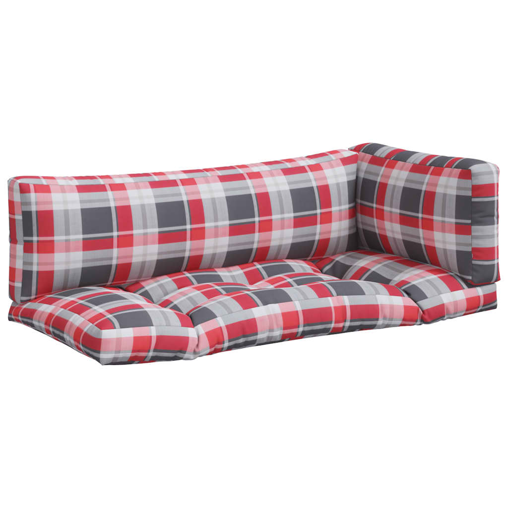 Coussins de palette lot de 3 motif à carreaux rouge tissu