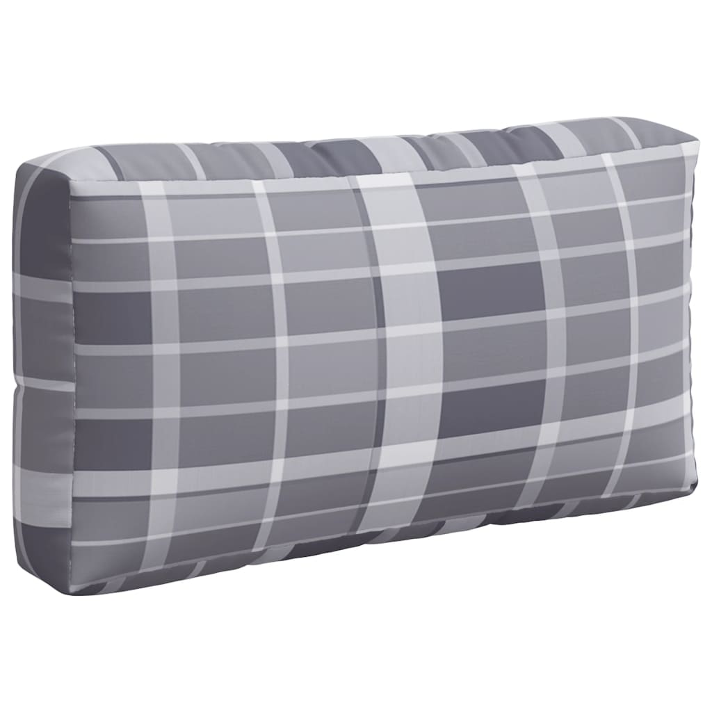 Coussins de palette lot de 3 motif à carreaux gris tissu