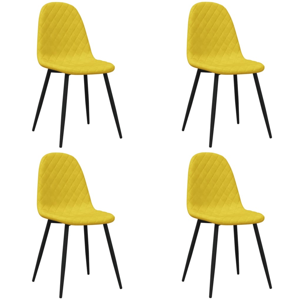 Chaises à manger lot de 4 Jaune moutarde Velours