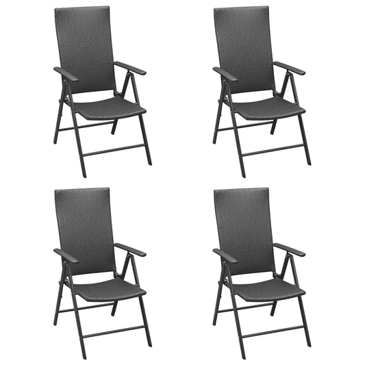 Chaises de jardin lot de 4 Résine tressée Noir