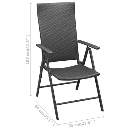 Chaises de jardin lot de 4 Résine tressée Noir