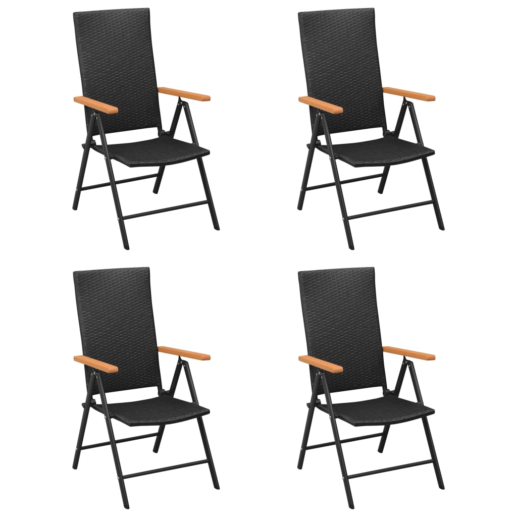 Chaises de jardin lot de 4 Résine tressée Noir