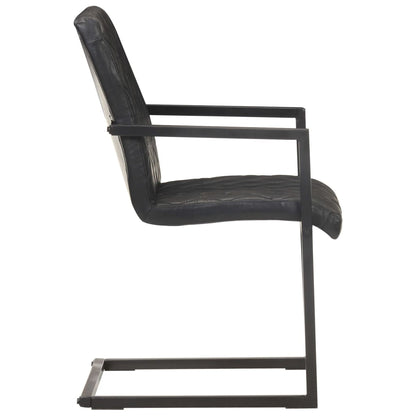 Chaises à manger cantilever lot de 4 noir cuir véritable